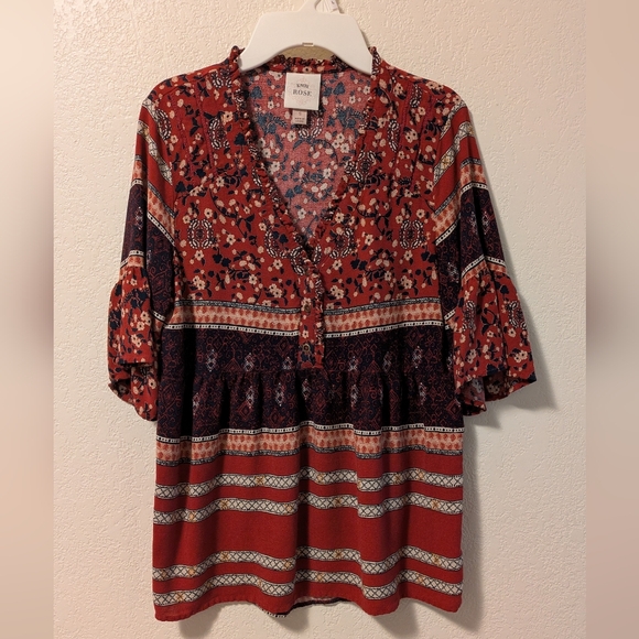 Knox Rose Tops - Knox Rose Multicolor Floral Blouse